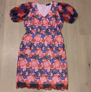 Floral Lace Dress with Puff Sleeves